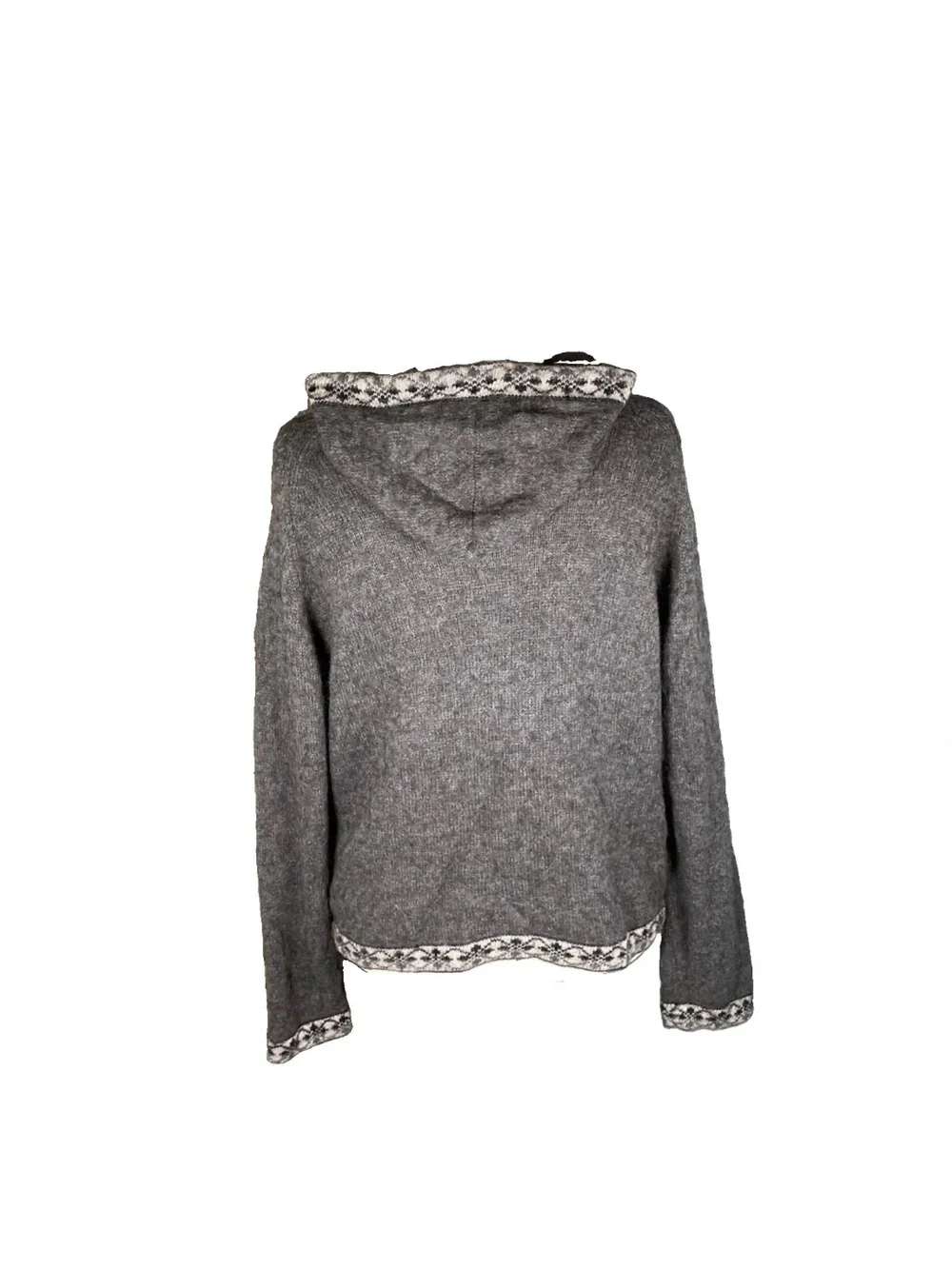 Eco Alpaca Hooded Full Zip Cardigan Sweater Women’s Size Large/XL Grey